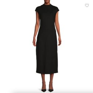 THEORY mock neck cap sleeve midi dress